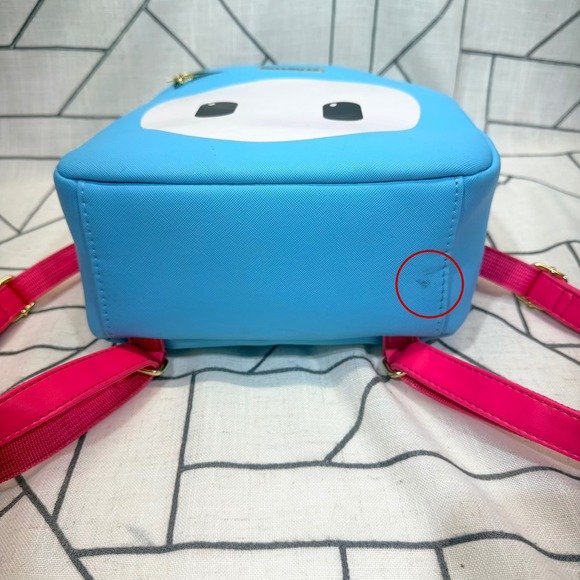 Fall‎ Guys Mini Backpack Blue Pink Faux Leather Gaming Crown Zipper Pull main image 7
